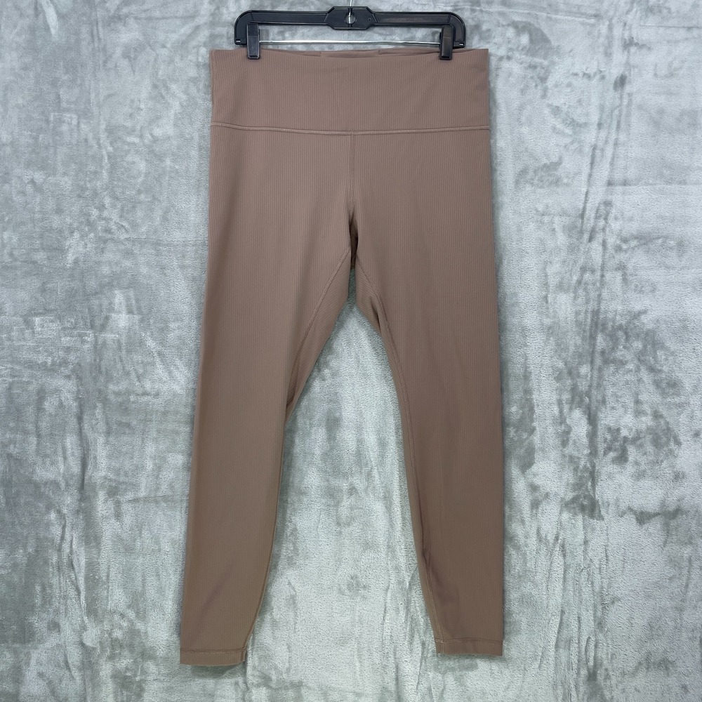 Lululemon Wunder‎ Train High-Rise Ribbed Tight 28" Size 14 LW5GN4S Tan Brown
